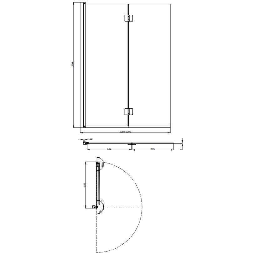 Crosswater Bath Screen Crosswater Asura 8mm Fully Folding Bath Screen