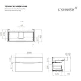 Crosswater Wall Mounted Vanity Unit Crosswater Glide II Wall Mounted Two Drawer Vanity Unit with Basin