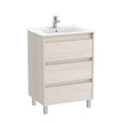 Roca Floor Standing Vanity Unit Nordic Ash Roca Tenet 600mm Floor Standing Three Drawer Vanity Unit with Basin