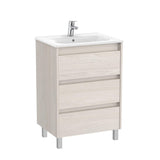 Roca Floor Standing Vanity Unit Nordic Ash Roca Tenet 600mm Floor Standing Three Drawer Vanity Unit with Basin