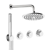 UK Bathroom Store Concealed Shower Set Chrome / Wall Arm / 200mm Crosswater Module Shower Set 8 - 2 Outlet with Pencil Handset and Overhead Shower