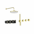 Roca Concealed Shower Set Brushed Brass Roca T-Multi Switch Thermostatic Concealed Shower Valve with Rainshower Head, Pencil Handset and  Hose