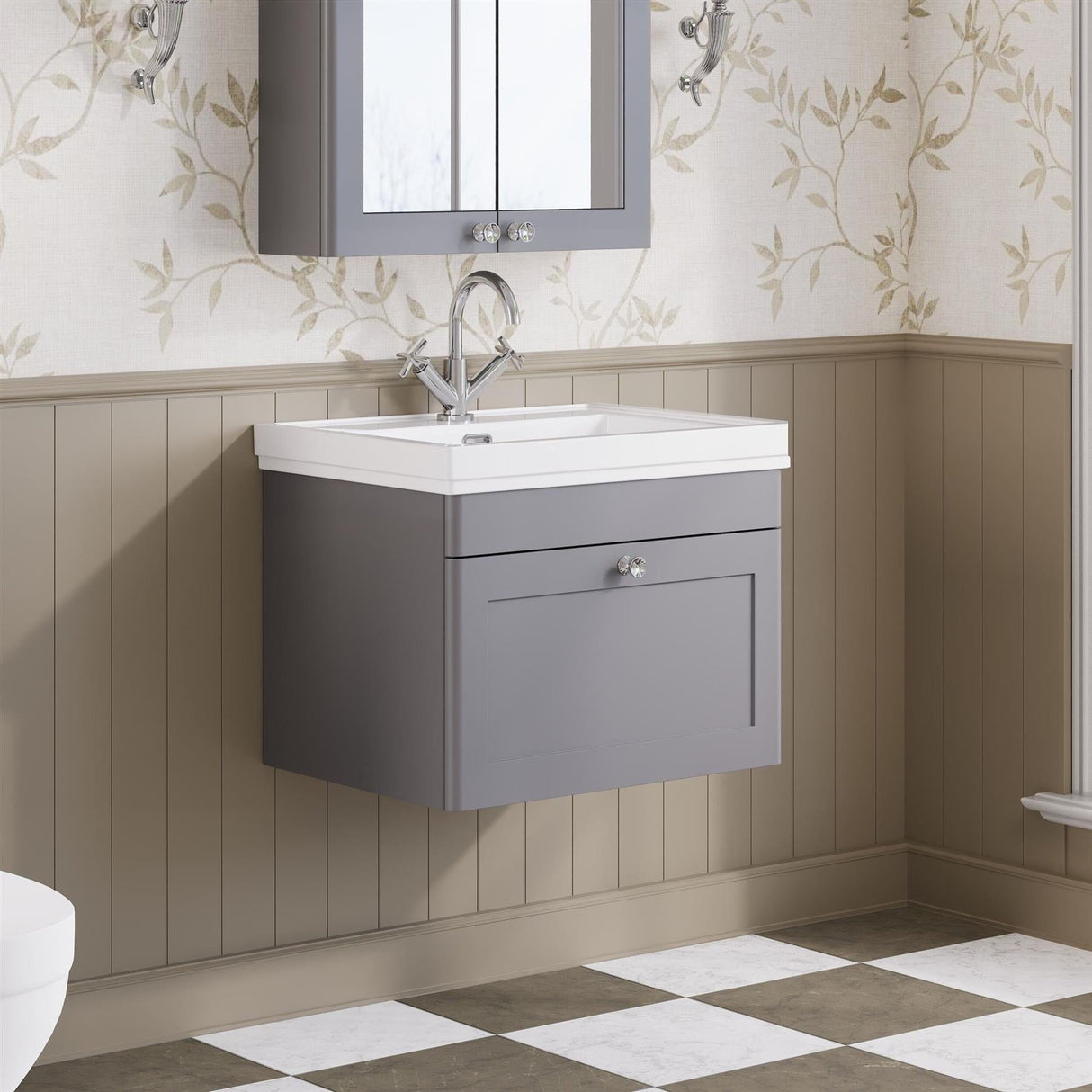 Aquarius Wall Mounted Vanity Unit Aquarius Leighton 600mm Wall Mounted One Drawer Vanity Unit with Basin