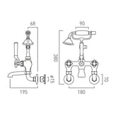 Vado Bath Shower Mixer Booth & Co. Axbridge Crosshead Wall Mounted Bath Shower Mixer with Traditional Shower Handset
