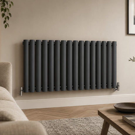 Aquarius Bathrooms Column Radiator 600 x960mm Aquarius Athens Single Horizontal Column Radiator in Anthracite