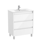 Roca Floor Standing Vanity Unit Roca Tenet 700mm Floor Standing Three Drawer Vanity Unit with Basin