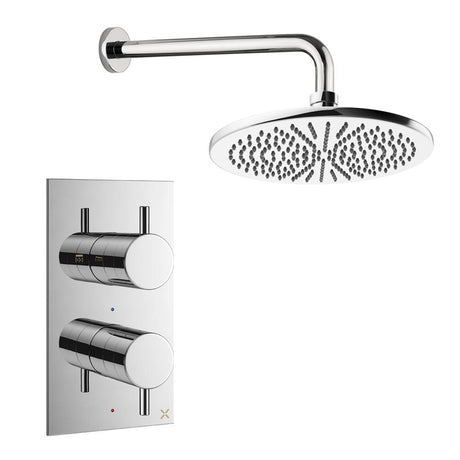 Crosswater Concealed Shower Set Chrome / Wall Arm / 300mm Crosswater Design 2 Handle 1 Outlet Shower Set