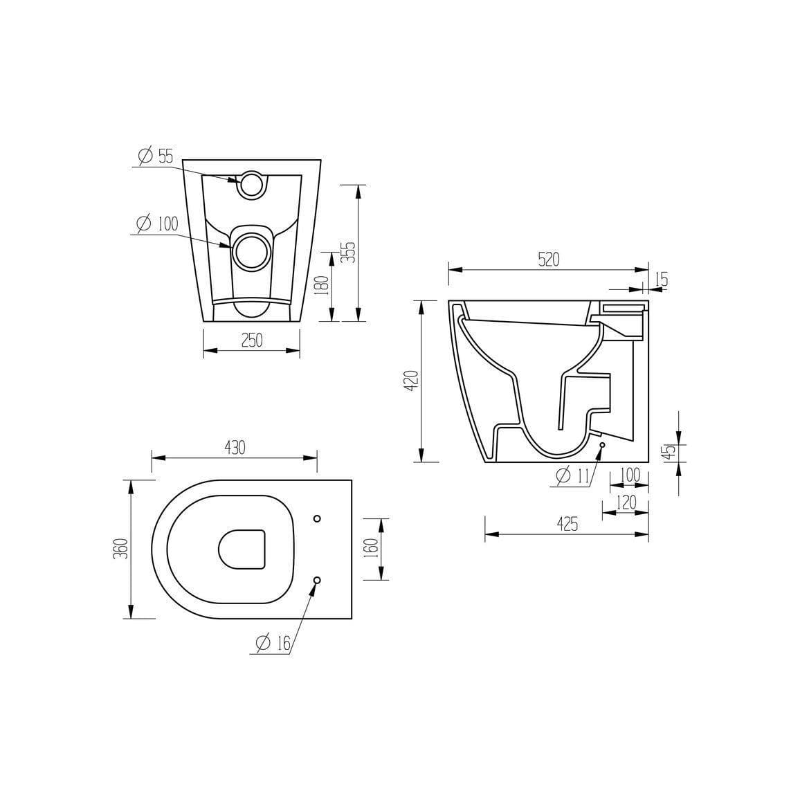 Aquarius Bathrooms Back to Wall Toilet Aquarius Emma Back to Wall Toilet Bundle with Pan, Cistern and Flush Button