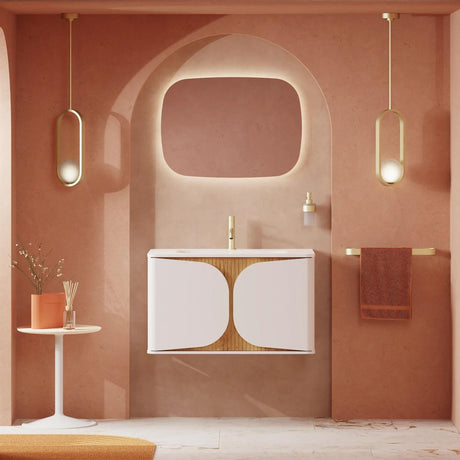 Crosswater Wall Mounted Vanity Unit Matt White / Crosswater Tambour Basin - 1 Tap Hole - White Crosswater Tambour 800mm Wall Mounted One Drawer Vanity Unit with Basin or Worktop