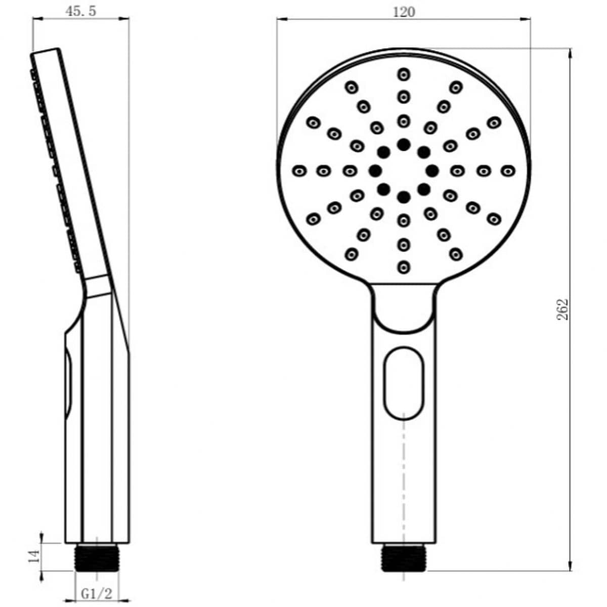 TED Shower Handset TED Universal 3 Function Round Shower Handset