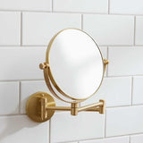 Miller Cosmetic and Shaving Mirror Brushed Brass Miller Signature Wall Mounted Round Extendable Magnifying Mirror