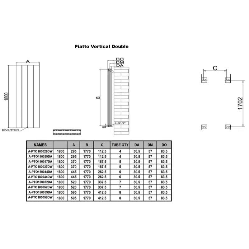 Reina Panel Radiator Reina Piatto Double Vertical Panel Central Heating Radiator
