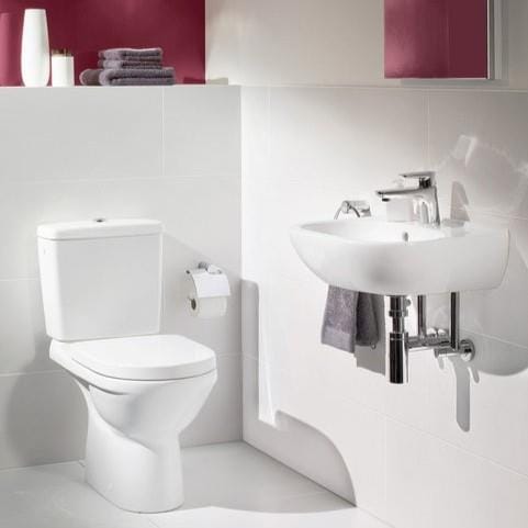 Villeroy & Boch Close Coupled Toilet Villeroy & Boch O.novo Rimless Open Back Close Coupled DirectFlush Toilet with Soft Close Seat