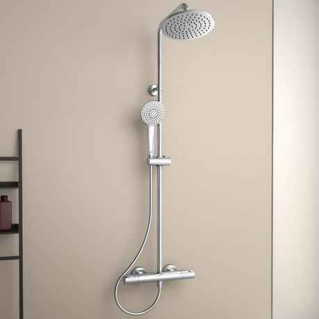 Ideal Standard Exposed Shower Set Ideal Standard Ceratherm T50 Dual Exposed Thermostatic Shower Valve Set with Showerhead, Adjustable Riser and Handset in Chrome