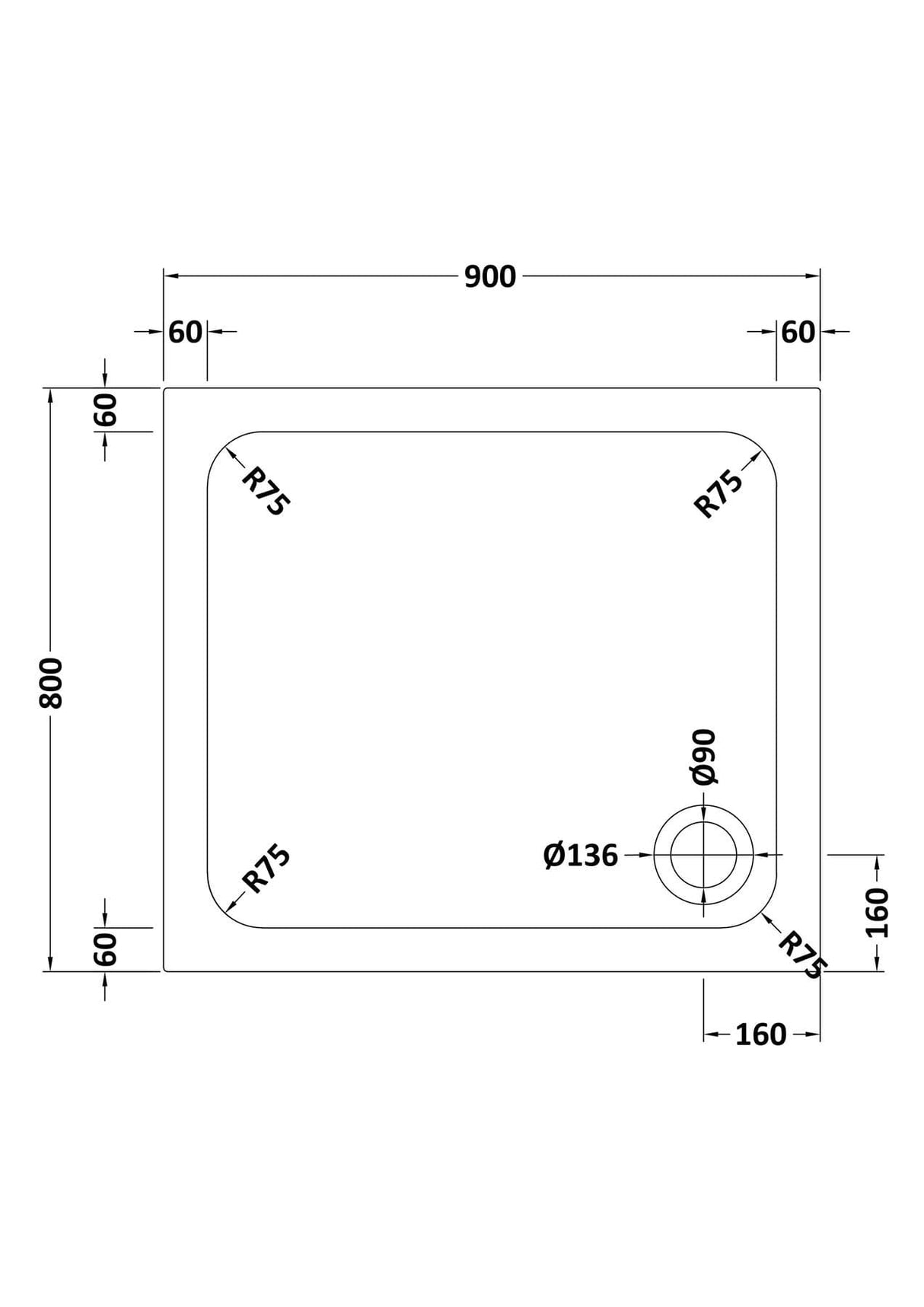 Aquarius Bathrooms Rectangle Shower Tray 900x800mm Aquarius Urbano Rectangular 45mm Stone Resin Shower Tray in Slate Grey