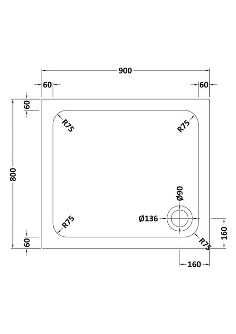 Aquarius Bathrooms Rectangle Shower Tray 900x800mm Aquarius Urbano Rectangular 45mm Stone Resin Shower Tray in Slate Grey