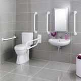 Aquarius Bathrooms Doc M Pack White Rails Aquarius Doc M Pack including Comfort Height Close Coupled Toilet, Basin and Grab Rails