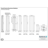 Eastbrook Panel Radiator Eastbrook Peretti Straight Vertical Aluminium Radiator in Matt Anthracite