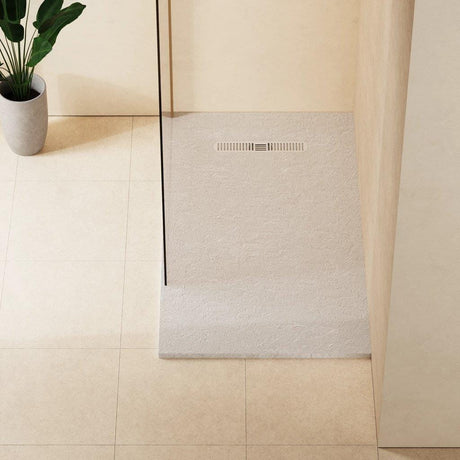 Crosswater Rectangle Shower Tray Matt White / 800 x 1400 Crosswater Vito Textured Rectangle Shower Tray with Waste