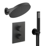 UK Bathroom Store Concealed Shower Set Matt Black Crosswater Crossbox Shower Set 8 - 2 Outlet with Revive Steel Overhead Shower and Pencil Handset