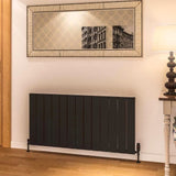 Eastbrook Panel Radiator 600 x 1230 / Electric Only Eastbrook Rosano Straight Horizontal Aluminium Radiator  in Matt Black
