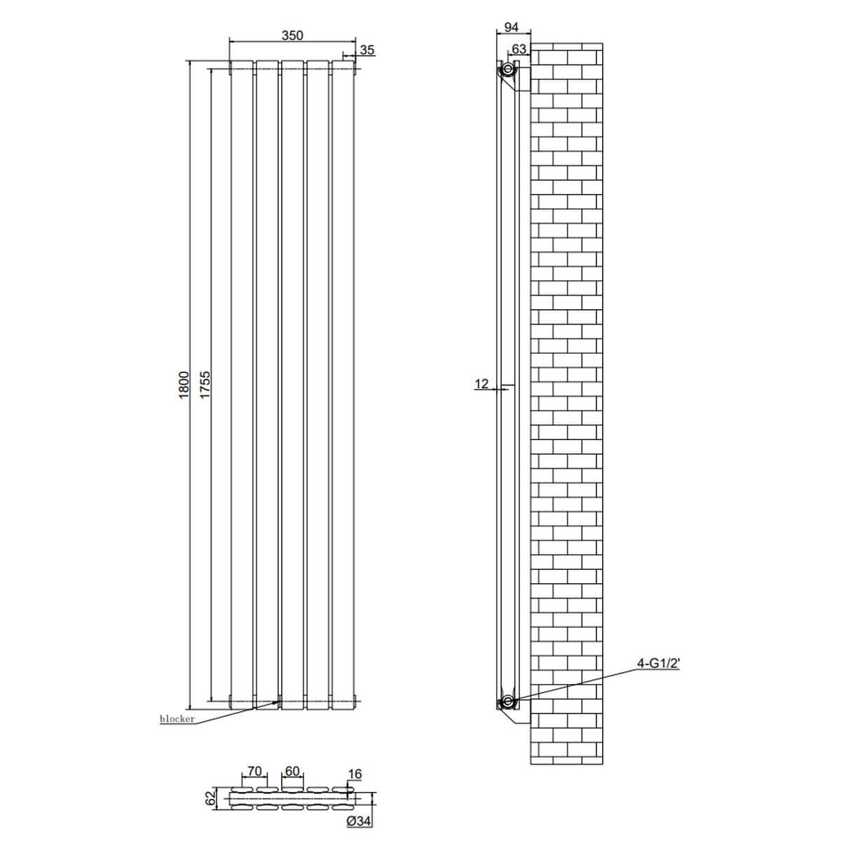 Aquarius Bathrooms Panel Radiator Aquarius Flat Double Vertical Panel Radiator