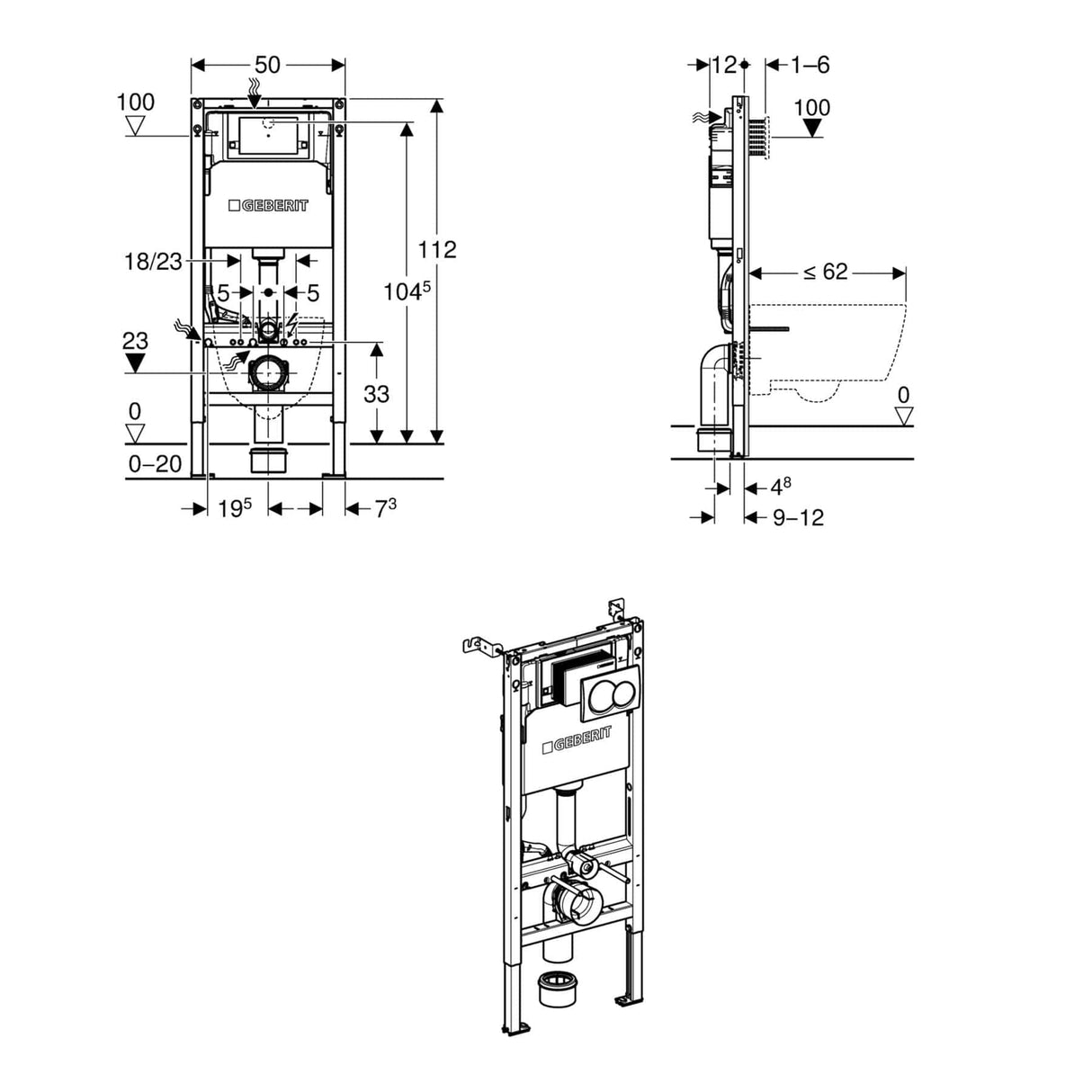 Geberit Concealed Cistern Geberit Duofix Alpha Wall Hung Cistern and Frame 1120mm