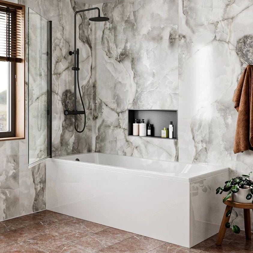 Crosswater Bath Screen Crosswater Clear 6 Hinged Bath Screen