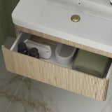 Aquarius Wall Mounted Vanity Unit Aquarius Corinthe Wall Mounted Vanity Unit  with Basin in Textured Oak