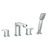 Flova 4 Tap Hole Bath Set Flova Dekka 4 Hole Bath and Shower Mixer with Shower Set in Diamond Chrome