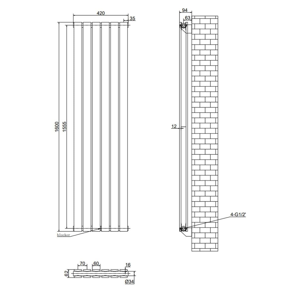 Aquarius Bathrooms Panel Radiator Aquarius Flat Double Vertical Panel Radiator