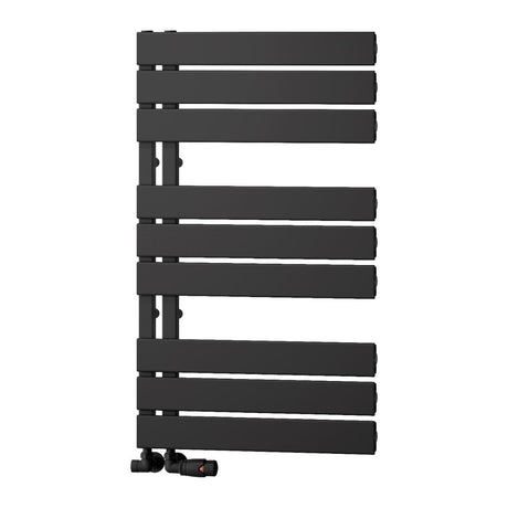 Reina Designer Towel Radiator 870 x 500mm / Black Reina Vada Vertical Aluminium Central Heating Towel Rail