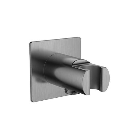 Flova Shower Brackets and Outlets Gun Metal Flova Levo Square Wall Outlet Elbow with Handset Holder