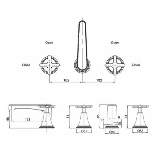 Crosswater Mono Basin Tap Crosswater Celeste Deck Mounted Basin Mixer Tap in Chrome
