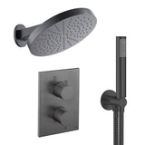 UK Bathroom Store Concealed Shower Set Slate Crosswater Crossbox Shower Set 8 - 2 Outlet with Revive Steel Overhead Shower and Pencil Handset
