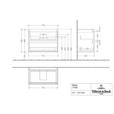 Villeroy & Boch Wall Mounted Vanity Unit Villeroy & Boch Skyla Wall Mounted 800mm Two Drawer Vanity Unit with Basin