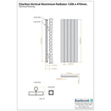 Eastbrook Panel Radiator Eastbrook Charlton Vertical Aluminium Designer Radiator in Matt Anthracite