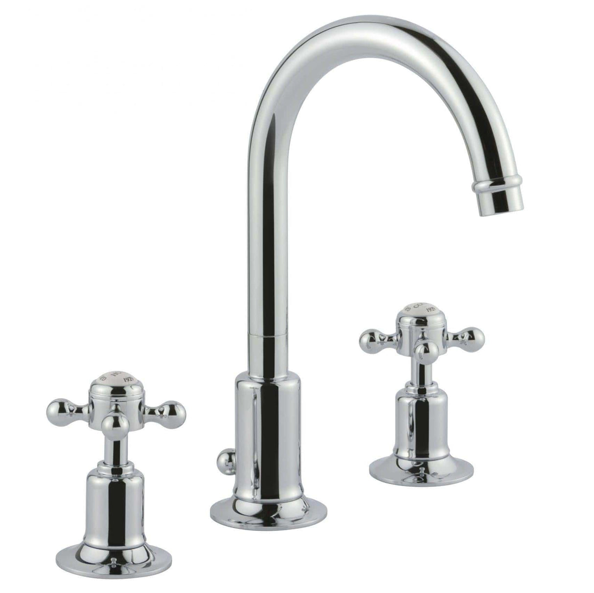 JTP 3 Tap Hole Basin Set Chrome JTP Grosvenor Cross 3 Hole Basin Mixer Tap with Swivel Spout and Pop Up Waste