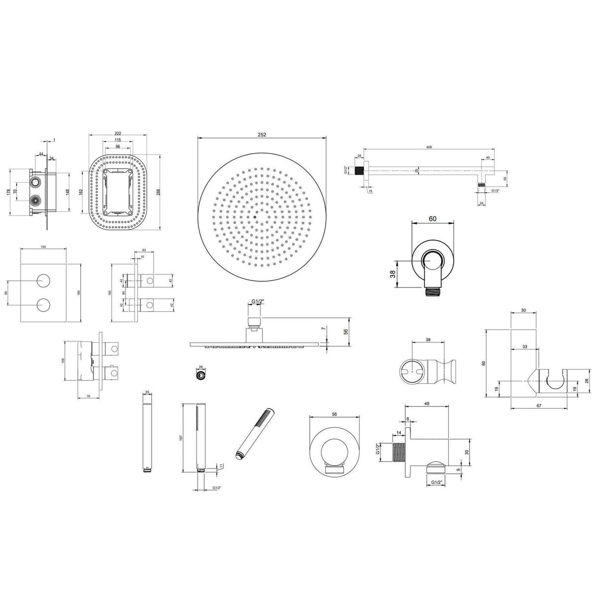 Villeroy & Boch Concealed Shower Set Villeroy & Boch Concealed Complete Shower Set with Shower Head and Handset