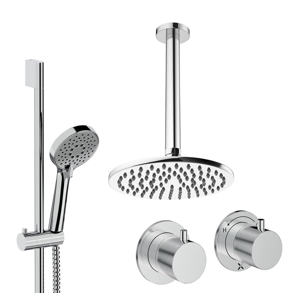 UK Bathroom Store Concealed Shower Set Crosswater Module Shower Set 2 with Riser Rail Kit and Overhead Shower