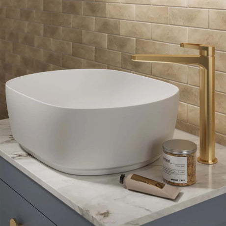 Crosswater Tall Basin Tap Brushed Brass Crosswater Lazo Tall Basin Monobloc Mixer Tap