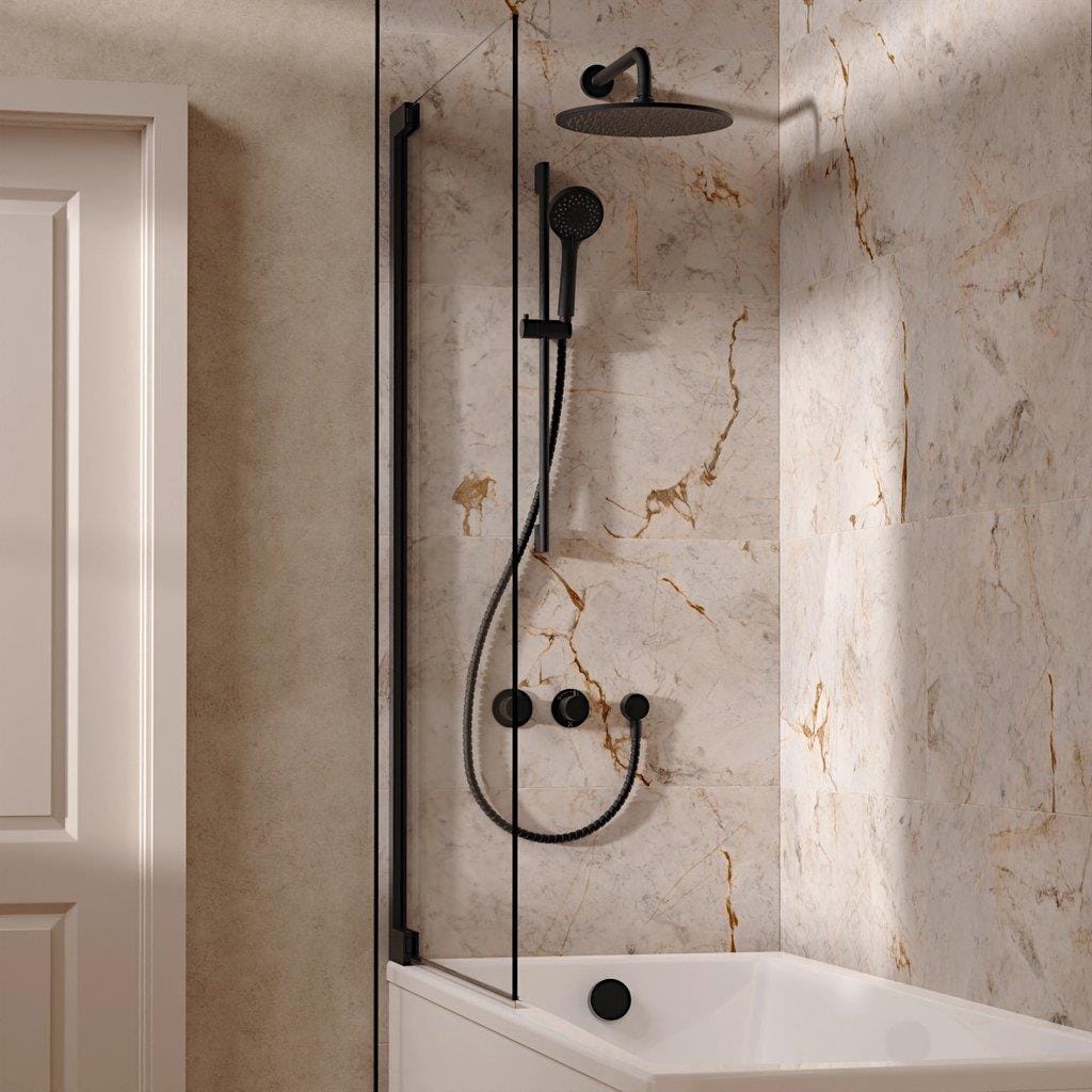 UK Bathroom Store Concealed Shower Set Crosswater Module Shower Set 7 - 3 Outlet with Riser Rail Kit, Overhead Shower and Overflow Bath Filler