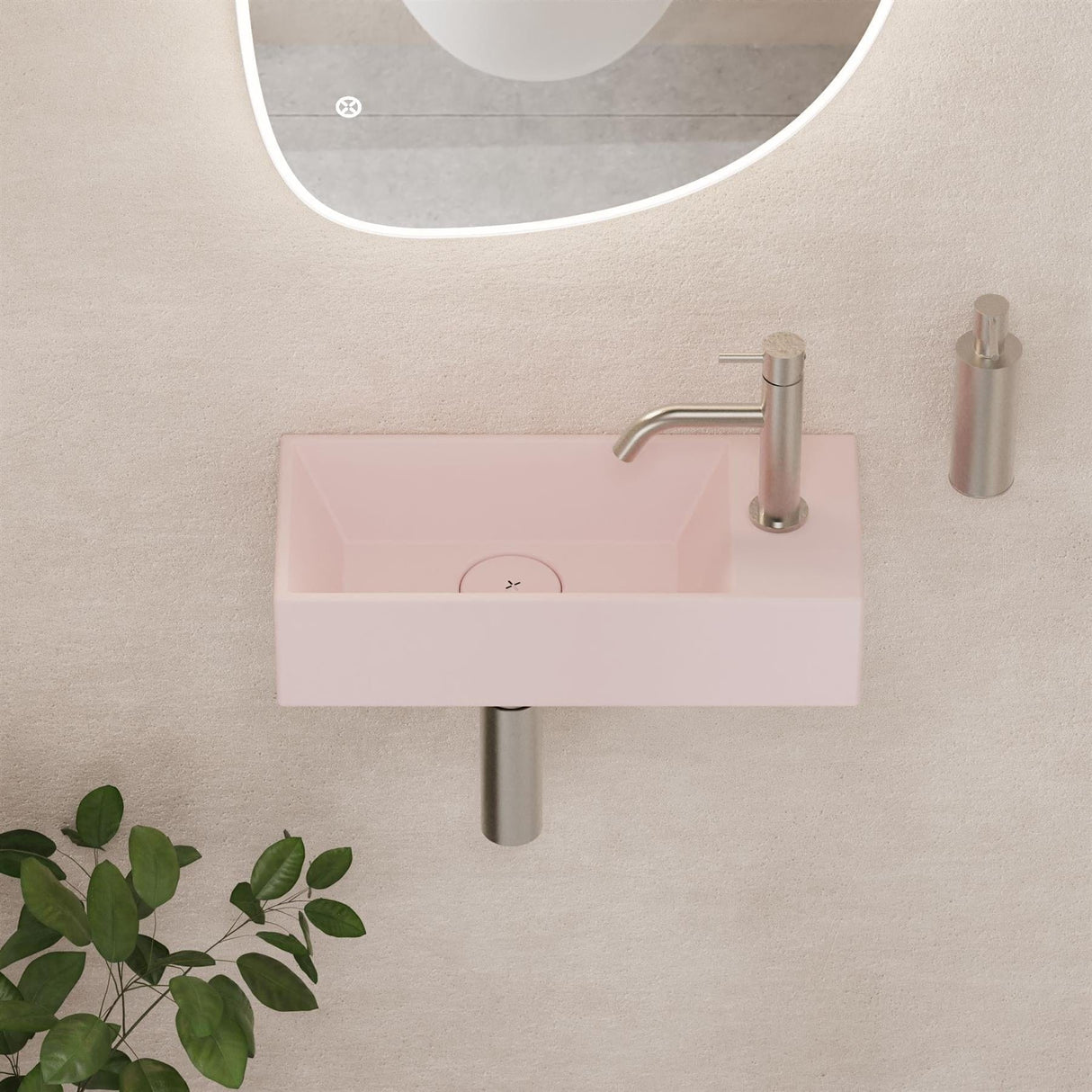 Crosswater Cloakroom Basin Pink Matt / 450 x 200mm Crosswater Beck Cloakroom Basin with Waste