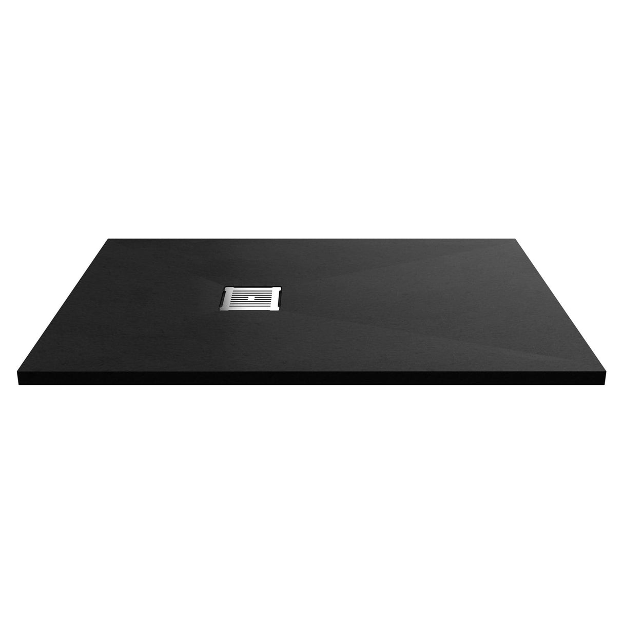 UK Bathroom Store Rectangle Shower Tray Aquarius Urbano Slimline 33mm Slate Effect Rectangular Stone Resin Shower Tray in Black Slate