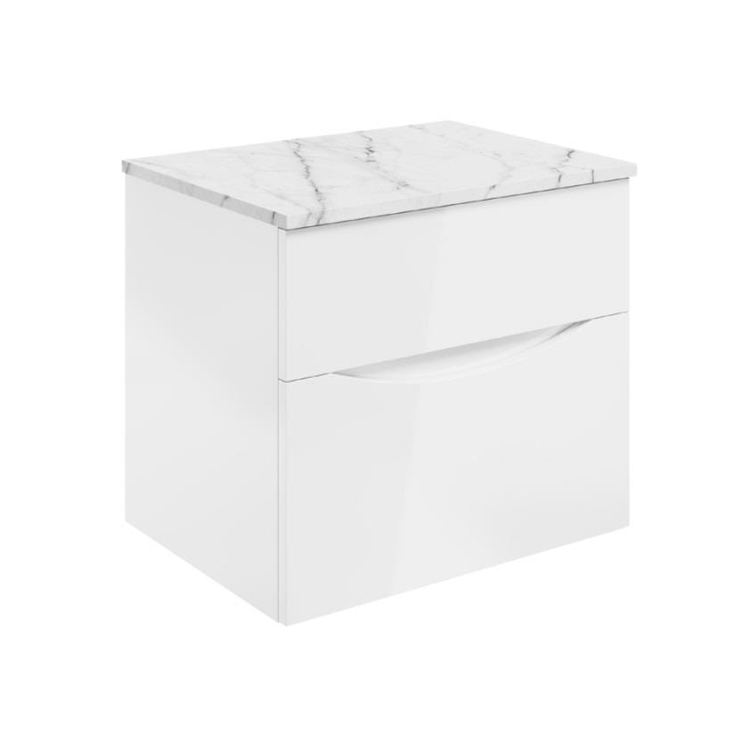 Crosswater Wall Mounted Vanity Unit Crosswater Glide II Wall Mounted Two Drawer Vanity Unit with Worktop