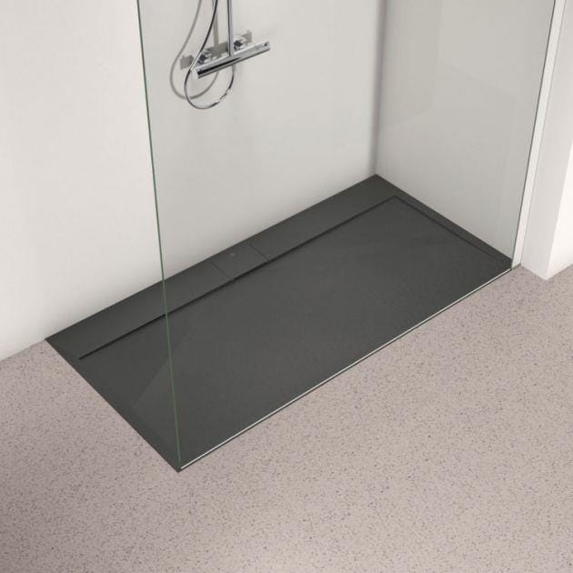 Ideal Standard Rectangle Shower Tray 1400 x 800 Ideal Standard Ultra Flat S i.life Shower Tray in Jet Black