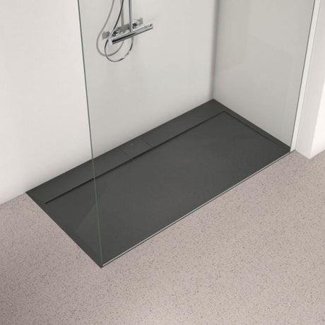 Ideal Standard Rectangle Shower Tray 1400 x 800 Ideal Standard Ultra Flat S i.life Shower Tray in Jet Black