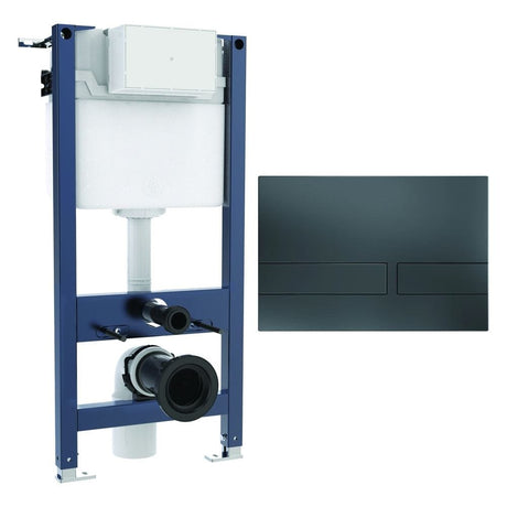Crosswater Wall Hung WC Frame Venue Plate in Slate Crosswater 0.98m Dual Flush WC Support Frame Set with Flush Plate