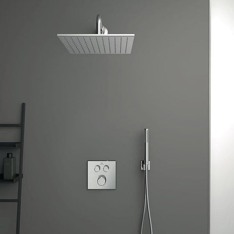 Ideal Standard Concealed Shower Set Ideal Standard Ceratherm Navigo Concealed Thermostatic Shower Valve Set with Square Showerhead and Pencil Handset in Chrome