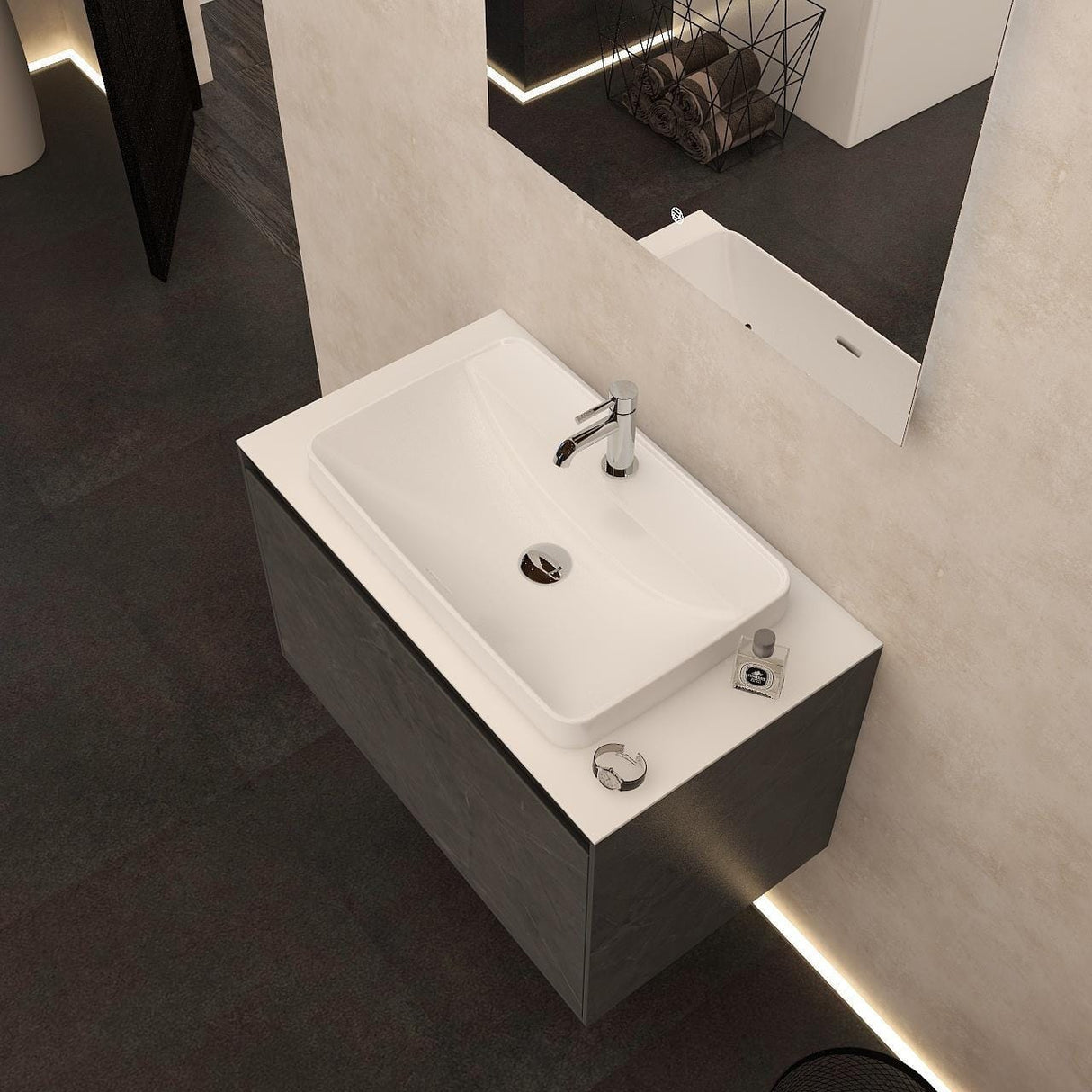 Imex Wall Mounted Vanity Unit Imex Arco Wall Hung 800mm Single Drawer Vanity Unit with Worktop and Inset Basin